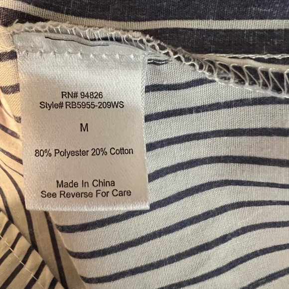 No Frills Button Down Shirt Tie Front Size M Color Block Striped - Picture 6 of 6